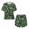 thumbnail image 4 of Lsque Green Snakeskin Women's Short-Sleeved Pajama Set - 2 Piece Soft and Lightweight Sleepwear Set-Medium, 4 of 9