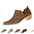 thumbnail image 5 of Xfvqtps Ankle Boots for Women Cork Pointy Toe Low Heel Side Cutout Hollow out Perforated Booties Beige, 5 of 5
