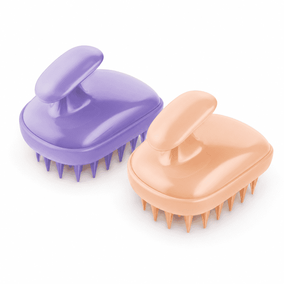 GQCLNBH 2 Pack Hair Scalp Massager Shampoo Brush, Soft Silicone Scalp Scrubber for Wet & Dry Shower Hair Care, Purple & Peach Pink