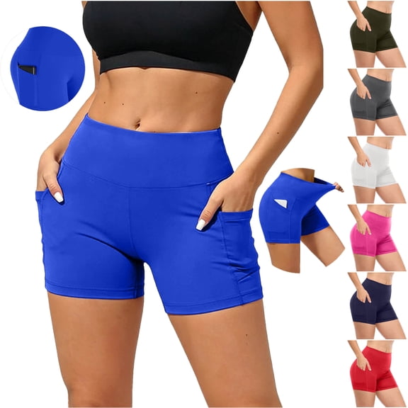 DDAPJ pyju High Waist Workout Shorts for Women Scrunch Butt Lifting Yoga Shorts Gym Cycling Biker Shorts Black M