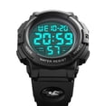 thumbnail image 3 of SKMEI Men's Digital Watch, Round Sport Watch with Stopwatch Alarm Date and EL Backlight, PU band, 5ATM Water Resistant, 3 of 4