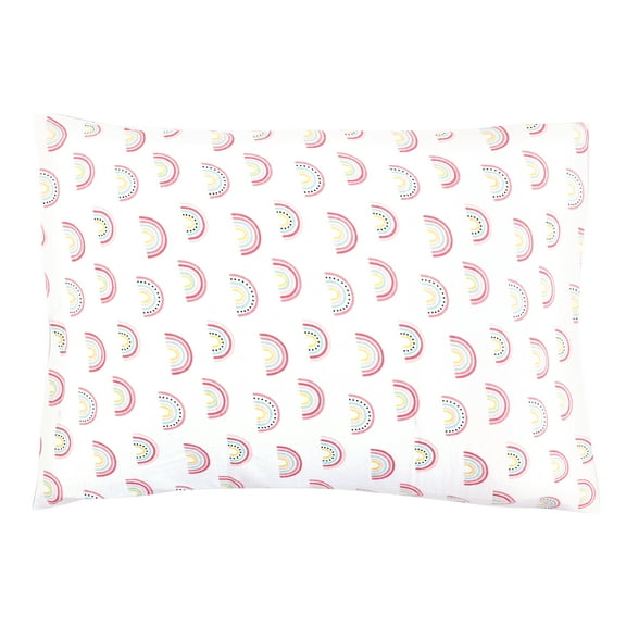 Hudson Baby Infant Girl Cotton Toddler Pillow Case, Modern Rainbow, One Size
