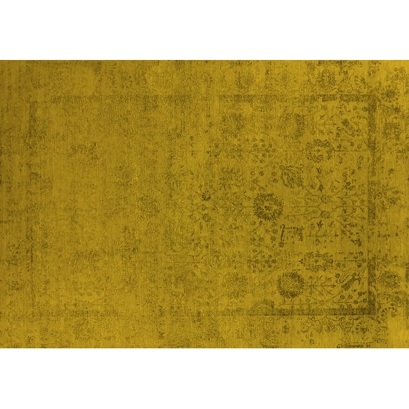 Ahgly Company Machine Washable Indoor Rectangle Oriental Yellow Industrial Area Rugs, 2' x 3'