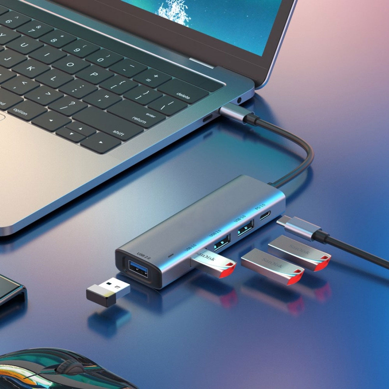 USB-C Hub 5-in-1 Adapter for iPhone 15/16/Plus/Pro/Pro Max/16e - TYPE-C PD Charger Port Splitter