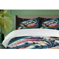 thumbnail image 2 of Ambesonne Funny Astronaut Duvet Cover Set, Spaceman on Donut, Calking, Petrol Blue Pink Orange, 2 of 5
