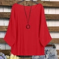 thumbnail image 5 of HongQid Plus Size 3/4 Sleeve Crinkle Cotton Tops for Women Crew Neck Oversized Blouse Casual Loose Tunic Flowy Hem, 5 of 10