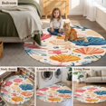 thumbnail image 6 of Colorful Seashell Round Area&nbsp;Rug 3ft Coastal Non-Slip&nbsp;Washable Circle Rugs Soft Felt Indoor Floor Mat for Bedroom Kitchen Living Room Bathroom, 6 of 9