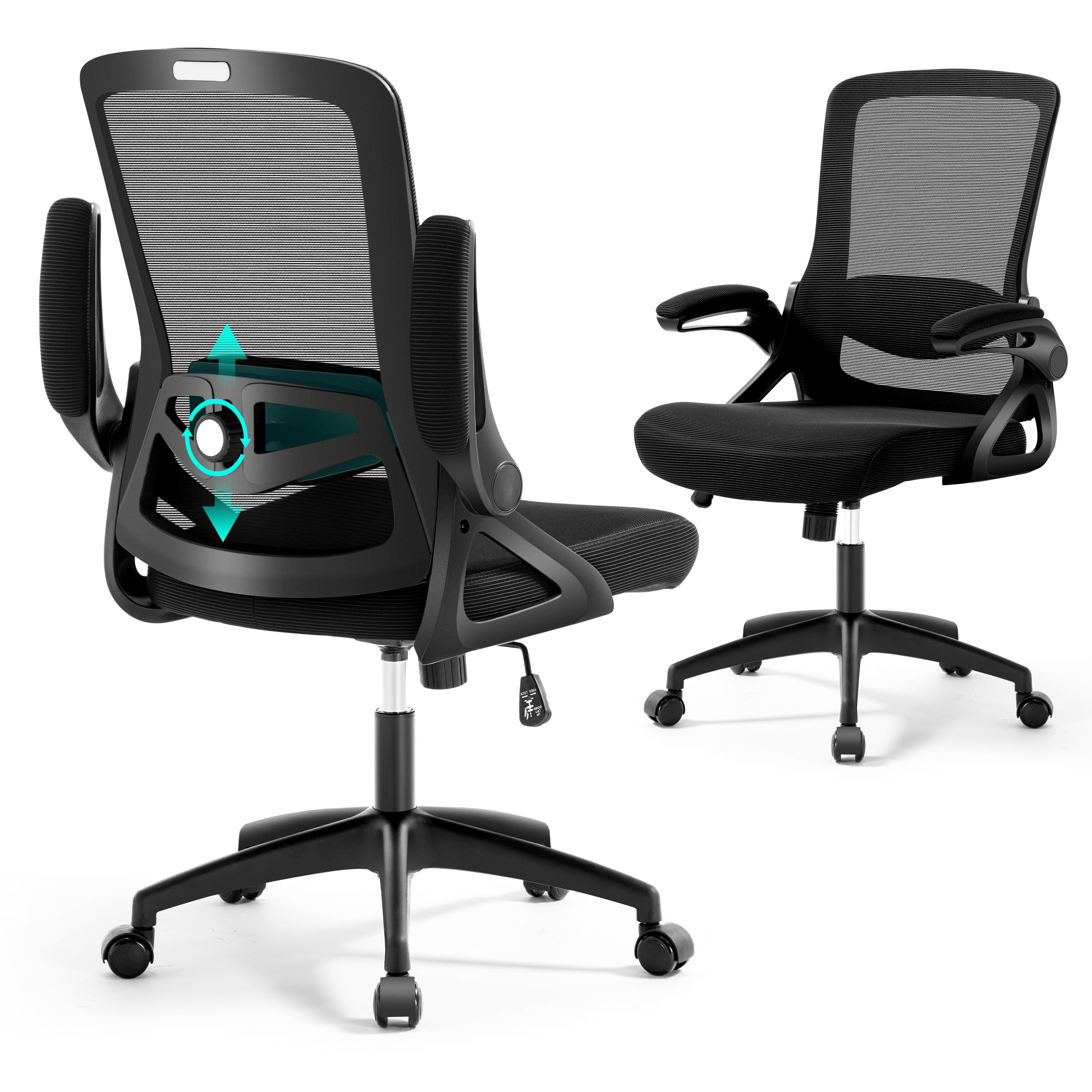 Nexthro Ergonomic Office Chair, Desk Chair with Adjustable Lumbar Support, Breathable Mesh Comfy Computer Chairs with Flip-up Armrests Executive Task Chair for Adults Home Office(Black)