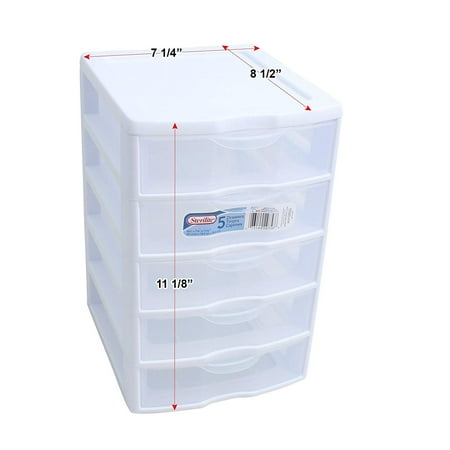 Sterilite 1 New 20758004 Clearview Small 5 Drawer Desktop Storage
