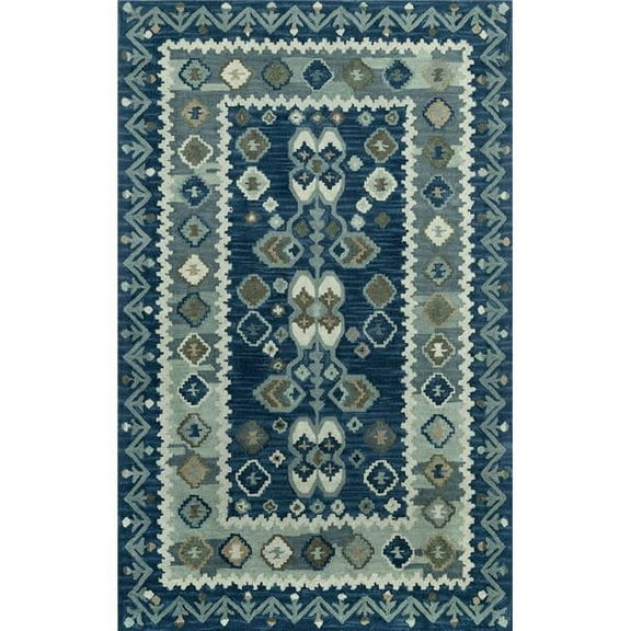 Momeni Tangier Traditional Hand Tufted Wool Blue Area Rug 8' X 11'
