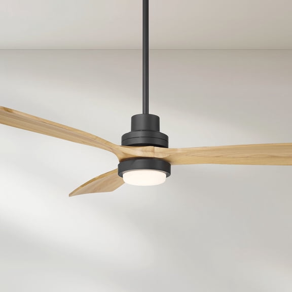 Casa Vieja 52" Delta Modern Indoor Outdoor Ceiling Fan 3 Blade CCT LED Light Remote Control Matte Black Finish Bedroom DC Motor