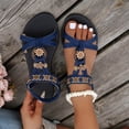 thumbnail image 5 of enyan Dressy Comfortable Summer Open Toe Ankle Strap Buckle Women Sandal Womens Wedge Sandals,Blue,Size 9, 5 of 7
