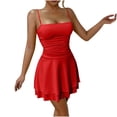 thumbnail image 2 of gljltg Women's Summer Tube Dresses Solid Color Elegant Suspender Spaghetti Strap Backless Mini Dress Fashion Casual Loose Beach Vacation Daily Leisure Sundress, 2 of 8