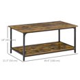 thumbnail image 2 of Industrial Coffee Table with Storage - Rustic Brown 2-Tier Center Table for Living Room | 39.4" x 21.3" | Steel & Particle Board Construction, 2 of 7