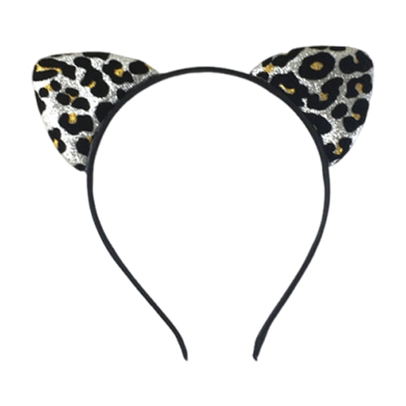 Women Cat Ear Headband Leopard Cute Glitter Headband Soft Style Cute Dress up Headband