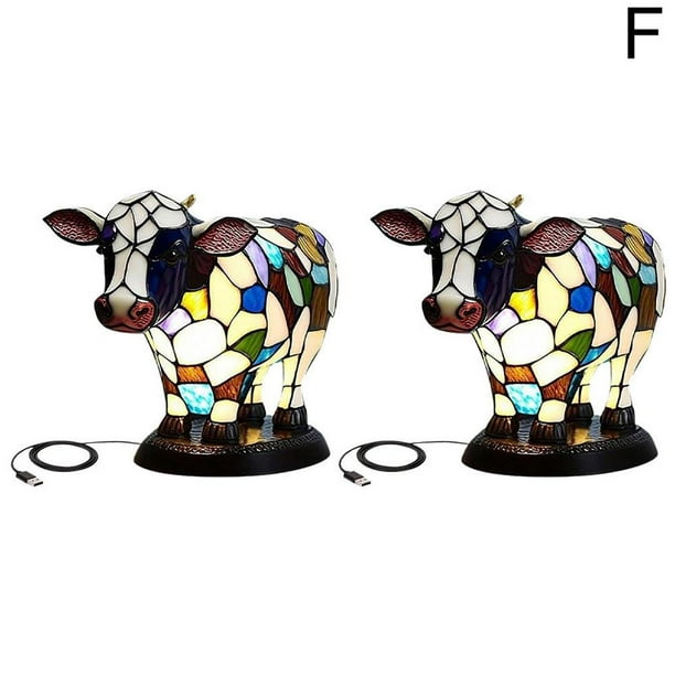 Lámpara de mesa con forma de ternero, de resina, creativa, para el hogar, luminosa, con forma de cabeza de toro.