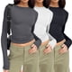 thumbnail image 3 of Gibobby Camisa&nbsp;Moda Camisa De Manga Larga De 3 Piezas Para Mujer Versión Corta Básica De La Parte Superior Para Salir Capa De Ropa Interior De Otoño Versión Slim Fit De La Parte（Gris， M), 3 of 4