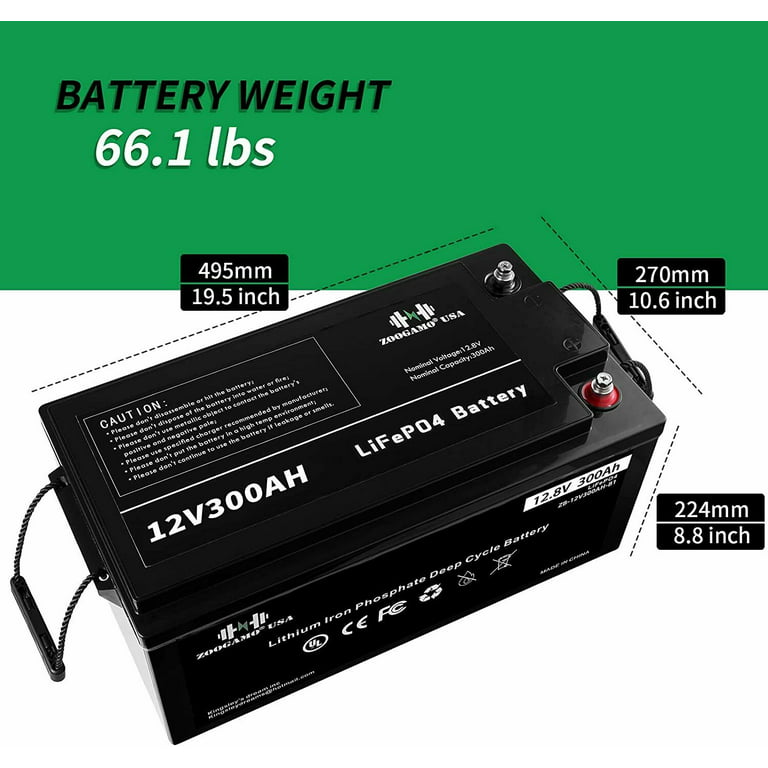 HWE Energy 12V 300Ah Lithium Battery with Built-in BMS, 10-Year Lifetime