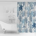 thumbnail image 3 of Shower Curtain Ocean Sea Turtle Blue Coral Waterproof Shower Curtain Set with Hooks for Bathroom Showers,Stalls and Bathtubs,54x78In Sea Starfish Seahorse, 3 of 8