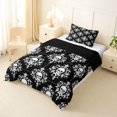 thumbnail image 2 of Homewish Hipple Halloween Skull Twin Comforter Sets,Vintage Damask Bedding Set,Black White,Black Reversible,2 Pieces,1 Comforter and 1 Pillowcase, 2 of 7