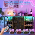 thumbnail image 3 of GloryStar Industrial Liquor Cabinet, 4-Tier Wine Bar Sideboard with LED Light, Includes Wine Rack, Mesh Door, and Glass Holder for Kitchen or Living Room, 3 of 9