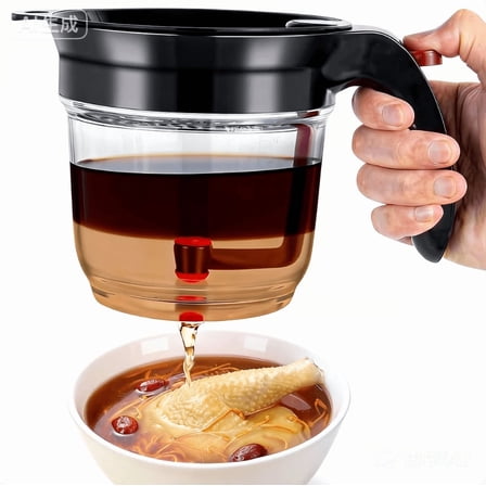 Fat Separator With Bottom Release, 4 Cup Gravy Separator For Cooking With Oil Strainer,Oil Separator For Cooking, Kitchen Gadgets Fat Separator
