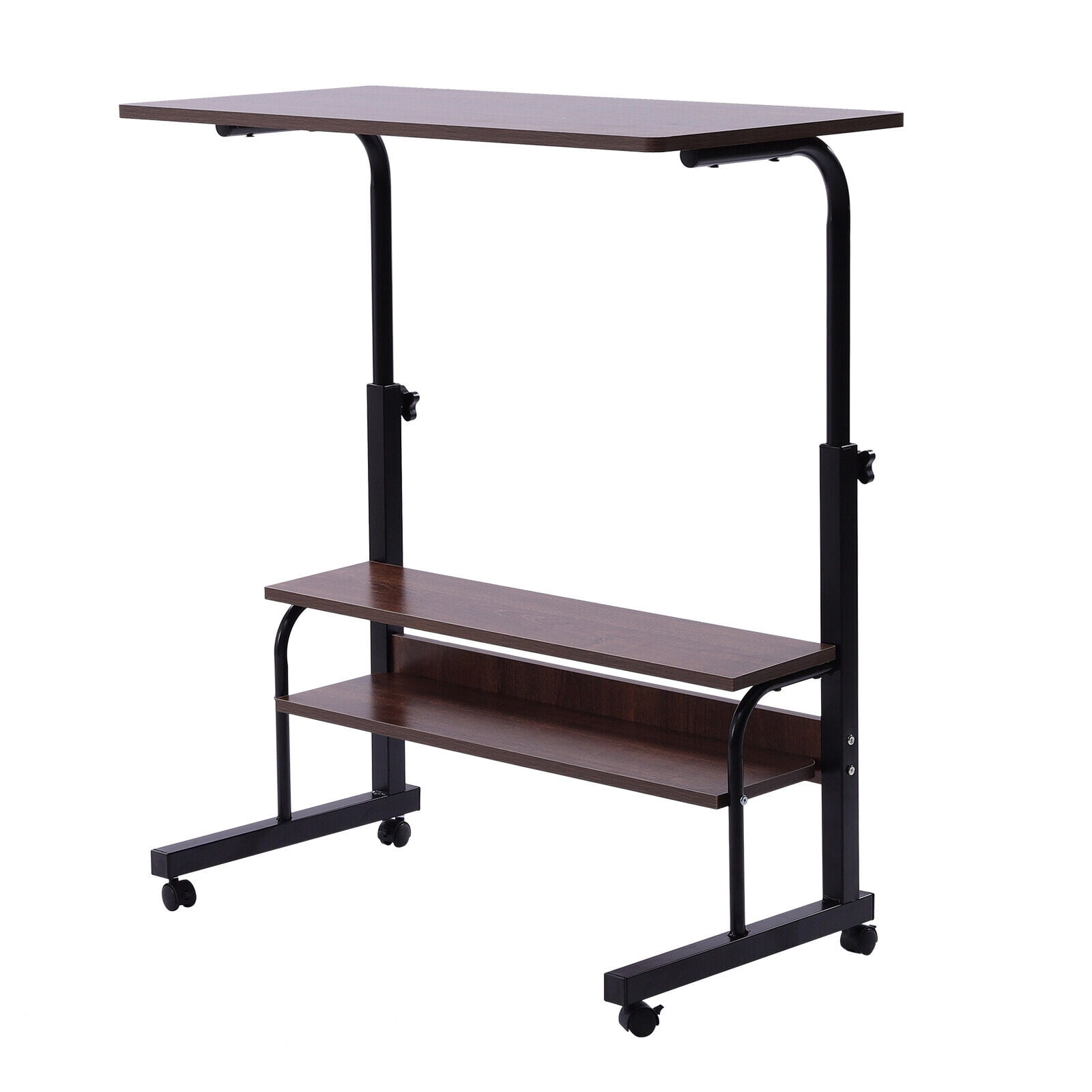 Portable Mobile Side Table Laptop Desk Rolling Cart Sofa Bedside Cupboard with Wheels Height
