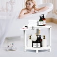 thumbnail image 2 of 2-Tier Bamboo Corner Shower Stool for Shaving Legs, Waterproof Shower Bench with Storage Shelf and Soap Dish, Shower Chair for Inside Shower, Non-Mildew & Non-Slip Shower Foot Rest,White, 2 of 7