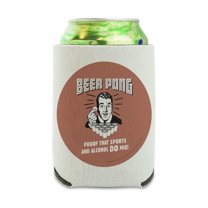 Beer Pong Proof That Sports and Alcohol Do Mix Funny Humor Retro Can Cooler - Drink Sleeve Hugger Collapsible Insulator - Beverage Insulated Holder