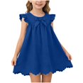 thumbnail image 2 of Xdegoge Cute Infant Summer Casual Dress for Baby Girls Knee Length A Line Ruffle Sleeveless Crewneck Bowknot Sundress Solid Eyelet Scalloped Hem Flowy Vacation Beach Play Wear for Toddler, 2 of 7