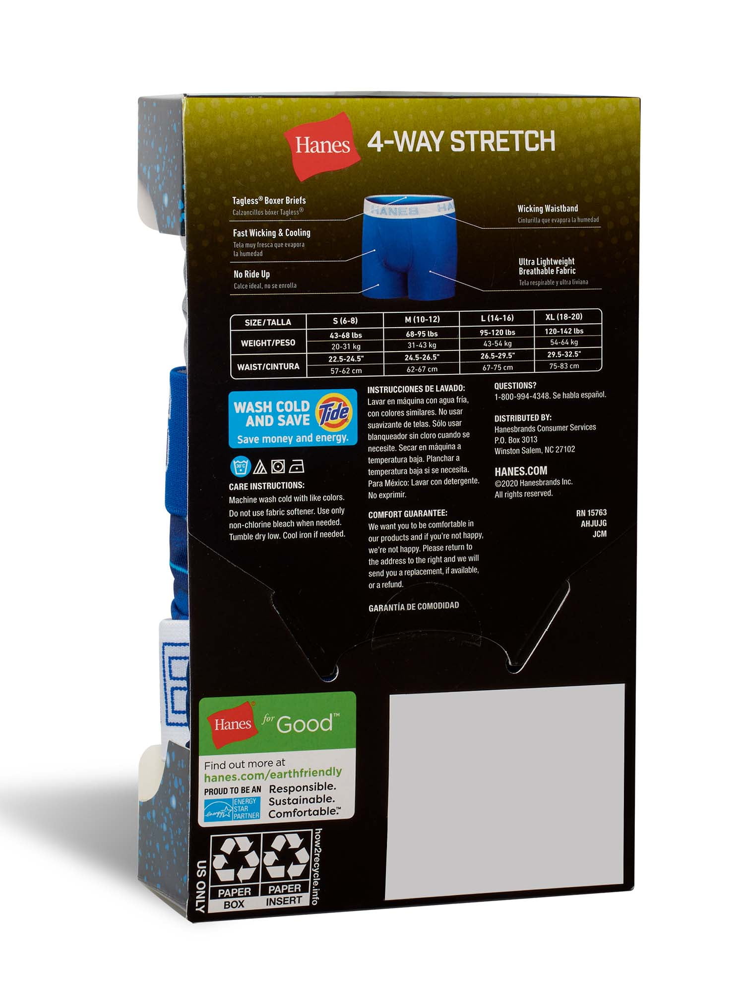 Hanes Boys' X-Temp Stretch Boxer Brief Underwear, 5-Pack, Sizes S-XXL