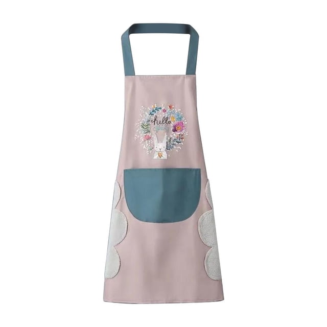 Delantal Impermeable De Pvc Con Bolsillo, Delantal De Limpieza De Manos De Lana Coral, Delantal De Cocina Para Limpieza Del Hogar Sweethay AP007773-02