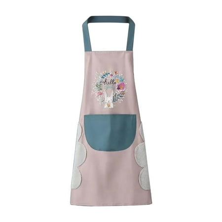 

Worallymy PVC Waterproof Apron with Pocket Coral Fleece Hand Wiping Apron Kitchen Cooking Apron for Home Cleaning