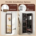thumbnail image 5 of RONG-3 Wall Mounted Jewelry Cabinet with Full Length Mirror, Over The Door Jewelry Armoire Organizer with Large Storage, Makeup Mirror & Velvet Lining，Brown, 5 of 10