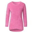 thumbnail image 2 of Fangasis Women Knit Tops Solid Color Pullover Long Sleeve Tunic Blouse Ladies Casual Fleece Fuzzy Top Plain Loungewear Rose Red XXXS, 2 of 6