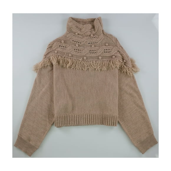 Rachel Zoe Womens Fringe Pullover Sweater, Pink, Large