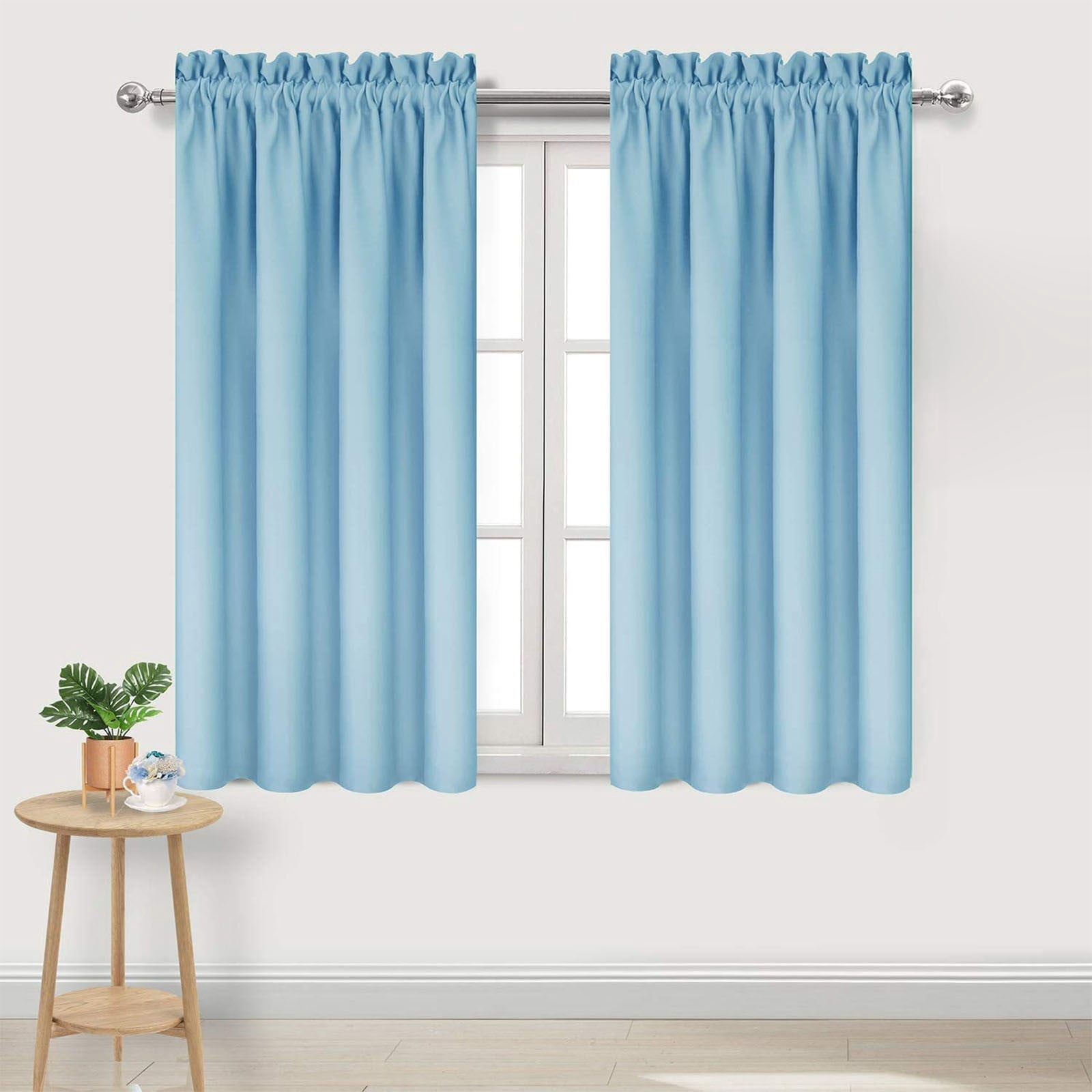 100% Blackout Curtains for Bedroom 84 Inches Long, Back Tab/Rod Pocket Living Room Drapes, Thermal Insulated Blackout Curtains 2 Panels Set, 38" W x 84" L, Light Blue