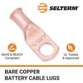 thumbnail image 3 of Selterm 10 Piezas 8 Awg – Perno De 1/4 Pulgadas – Terminales De Batería De Alta Resistencia, Terminales De Anillo, Extremos De Cable De Batería, Terminales De Calibre 8, Ojales De Cobre Desnudo Ul, Co, 3 of 5