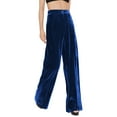 thumbnail image 2 of Womens Velvet Wide Leg Pants High Waisted Palazzo Trousers with Pockets, 2 of 6