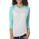 thumbnail image 1 of Triblend unisex manga 3/4 raglán T BLUE/ HTHR WHT S Ropa de siguiente nivel 6051, 1 of 1