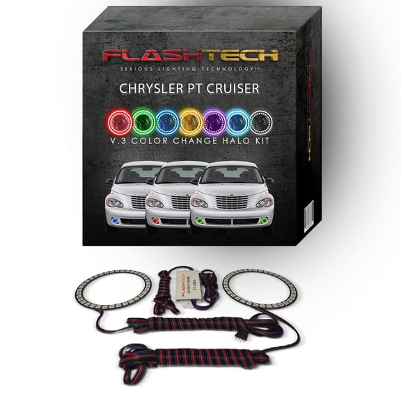 Flashtech RGB Multi Color Changing LED Halo kit for 06-10 Chrysler PT Cruiser Fog Lights