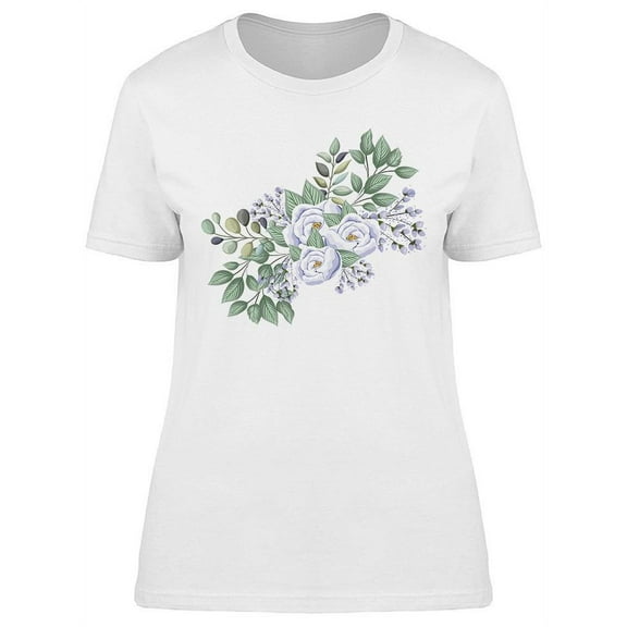 Pretty White Roses With Leaves T-Shirt Women -Image by Shutterstock, Female 3X-Large
