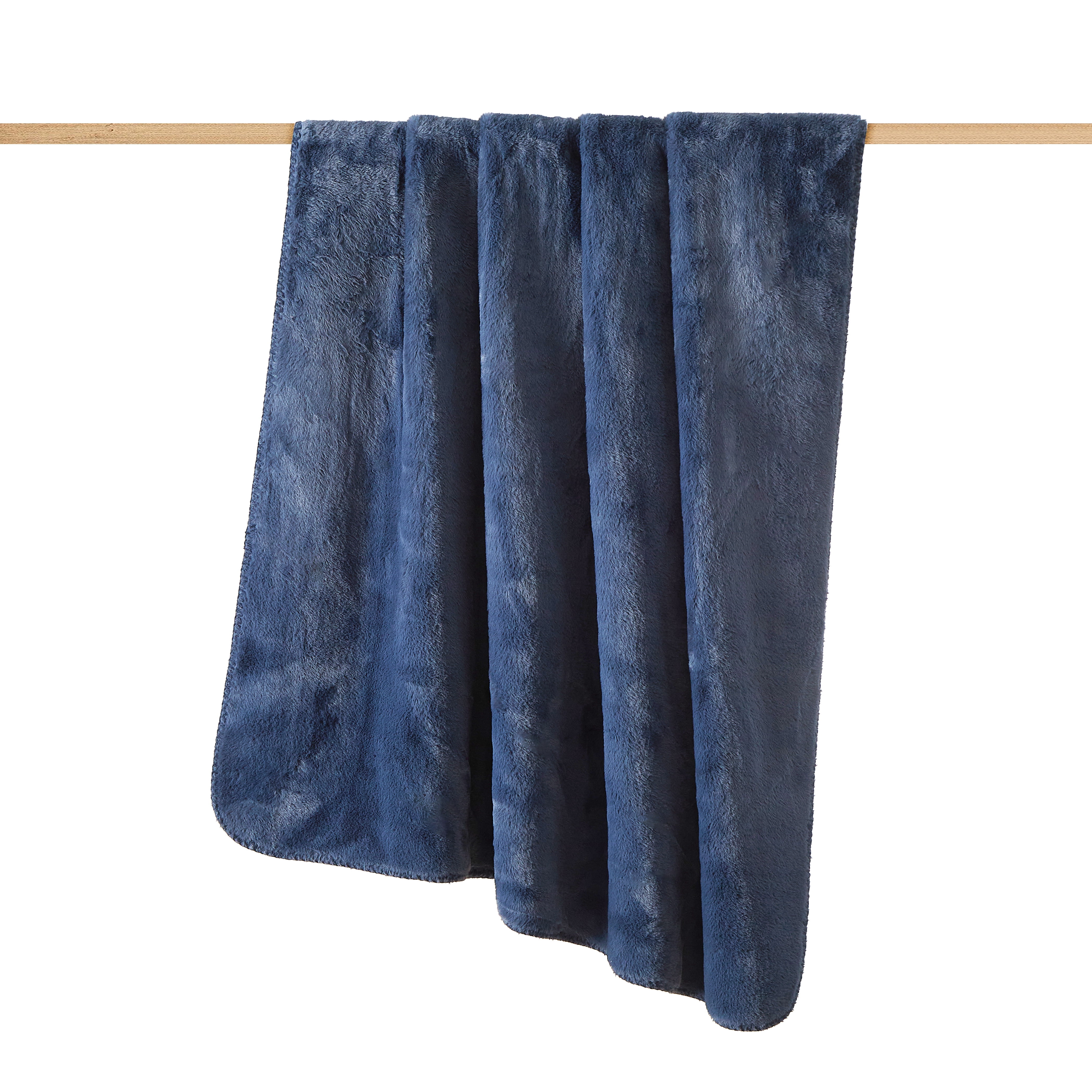 Cozy Haven Luxury Reversible Faux Fur to Plush Oversized Couch Throw Blanket, Blue, 50 x 72 in