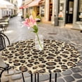 thumbnail image 3 of Leopard Print Elastic Fitted Round Table Cover Abstract Art Waterproof Outdoor Tablecloth for Holiday Party, Picnic, Patio & Dining Fits Tables Up to 45"-54", 3 of 8