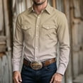 thumbnail image 7 of Admvng Mens Tops Solid Long Sleeve Button Down Collared Soft Lightweight Casual Work Business Shirt, 7 of 7