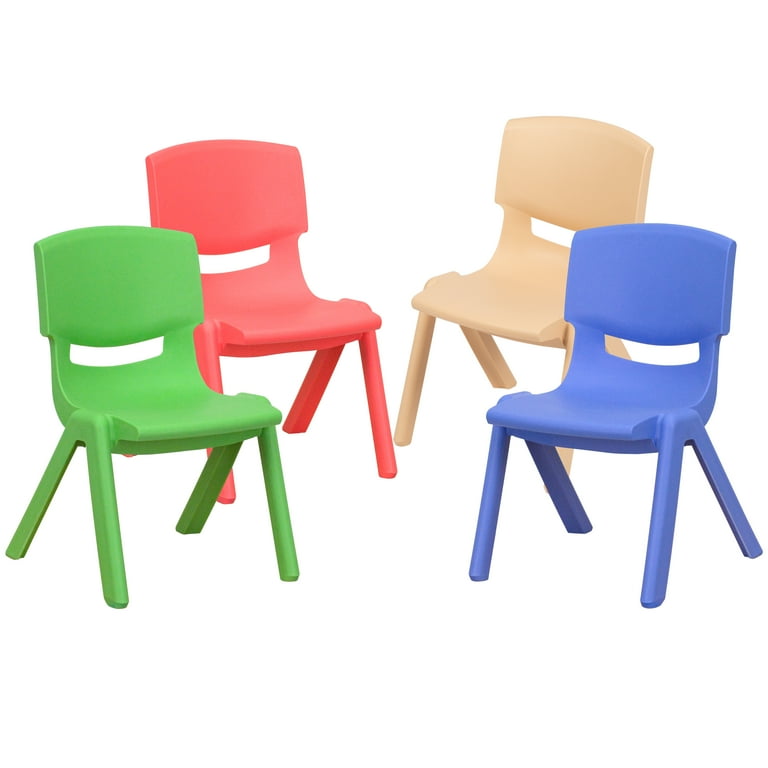 Emma Oliver Indoor 4 Pack Kids Classroom Chairs 10.5 H Seat Stackable Assorted Colors Walmart