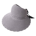 thumbnail image 2 of Only Moment Grey Sports Visor Sun Visor Hats for Women Cotton Large Brim Summer Uv Protection Beach Cap One Size, 2 of 4