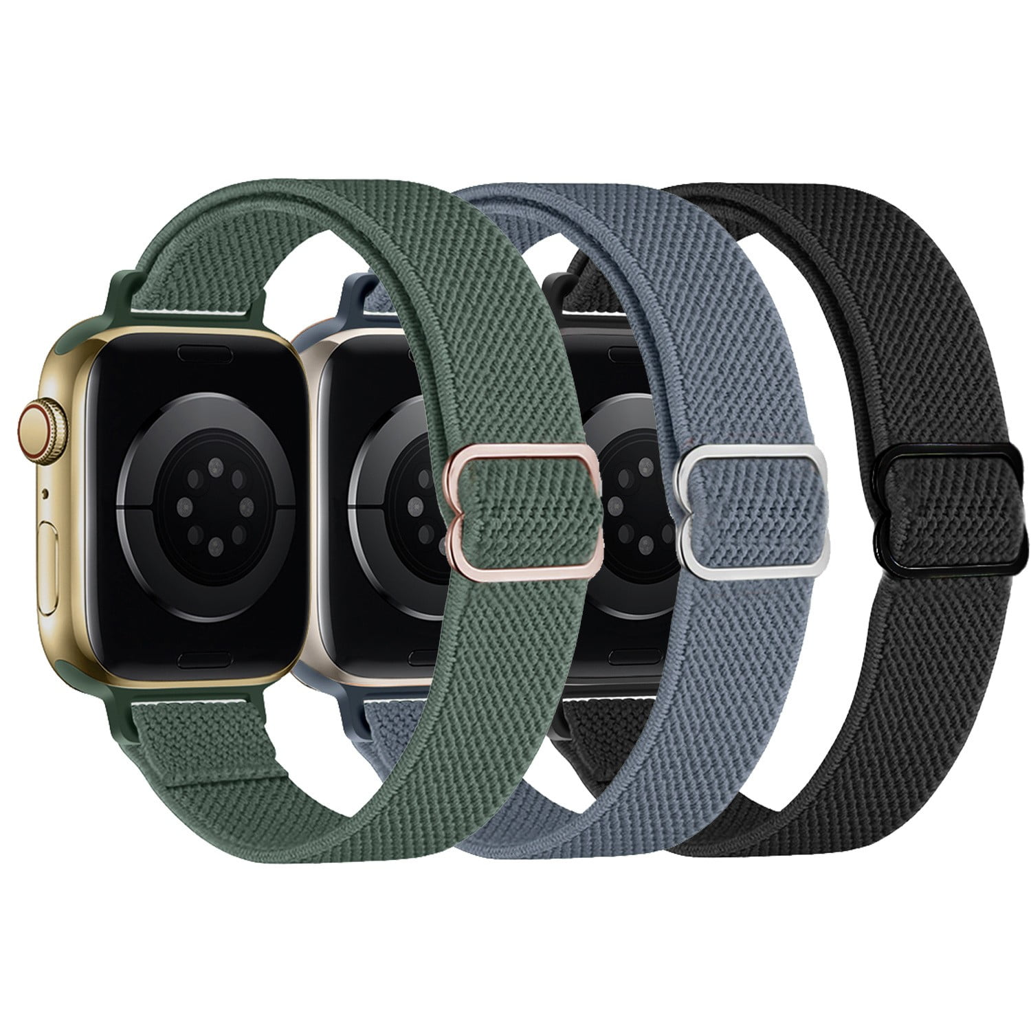 Leixiuer 3 Pack Slim Stretchy For Apple Watch Bands 38mm 40mm 41mm 42mm 44mm 45mm Women lady Nylon Thin Elastics Wristbands Solo Loop Straps For Iwatc