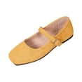thumbnail image 2 of HTHLVMD Adjustable Buckle Strap Flats, Women's Comfort Dress Flats, Casual Suede Mary Janes, Women Classy Cute Bow-Knot Ballet Flats Round Toe Daily Cozy Comfort Slip On Flat Shoes, Yellow 5, 2 of 9