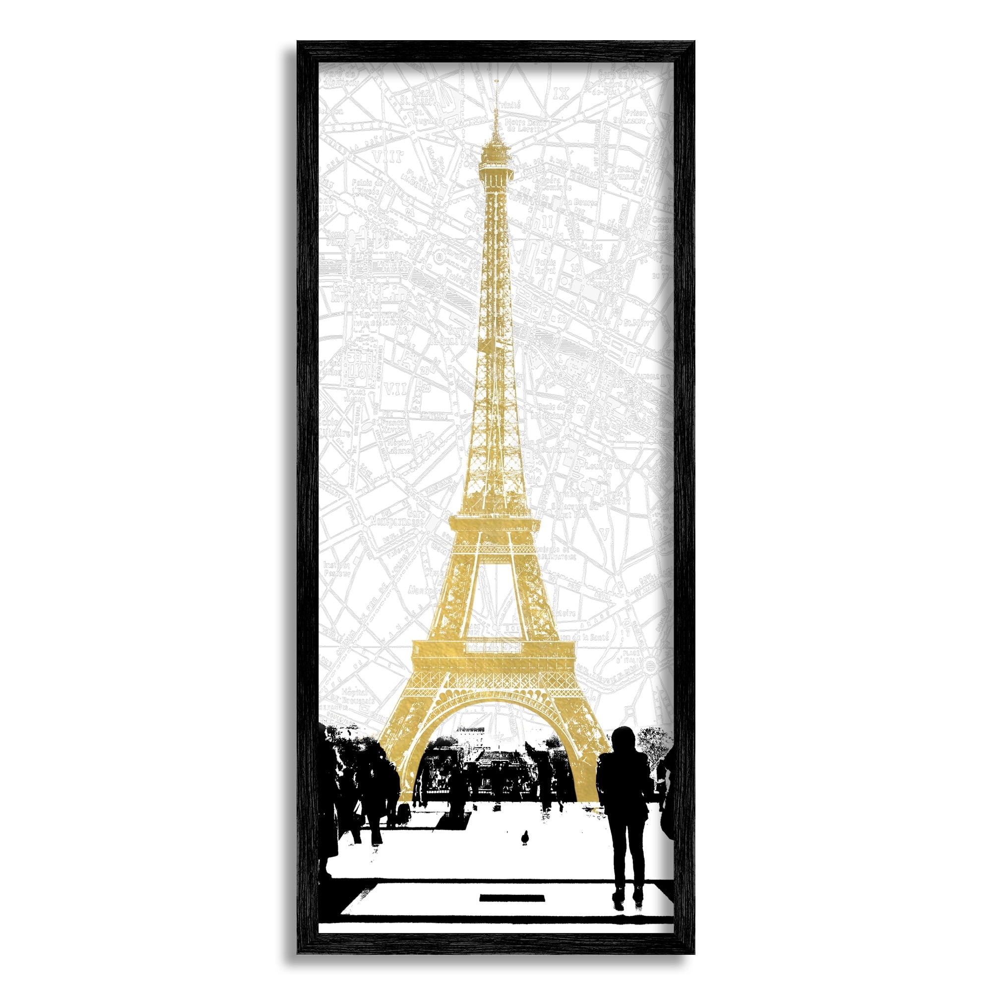 Stupell Industries Modern Eiffel Tower Crowded City Road Map , 10 x 24,Design by Susan Jill